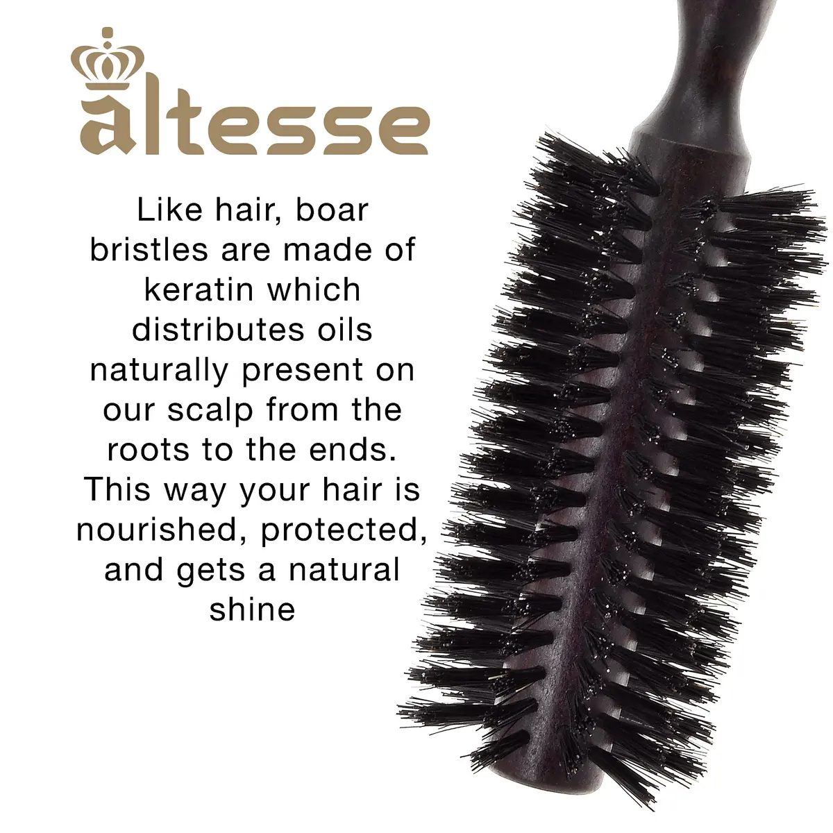 Altesse 1210P Boar Bristle Round Brush 45mm | Handmade French Styling Tool for Women & Men - view 3