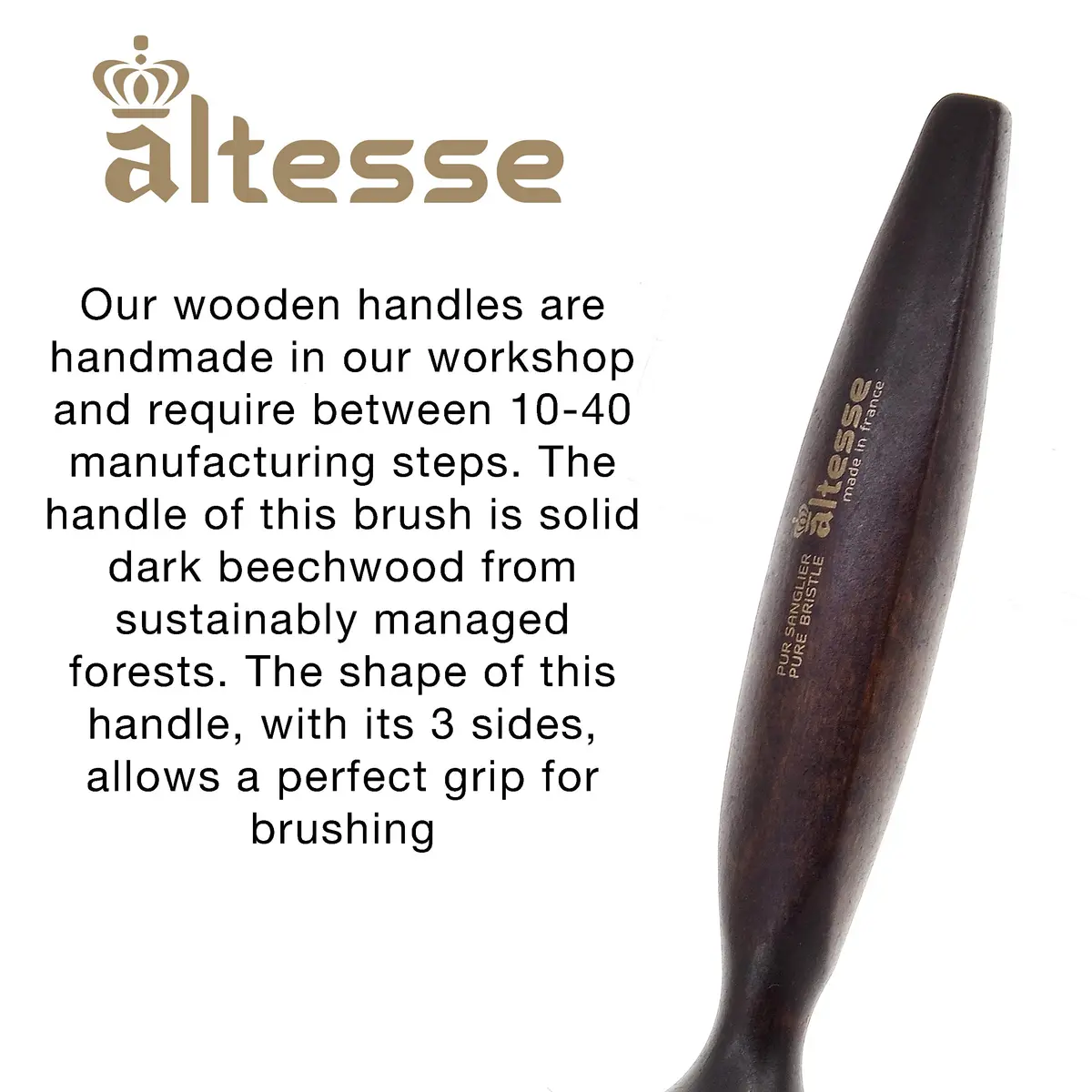 Altesse 1210P Boar Bristle Round Brush 45mm | Handmade French Styling Tool for Women & Men - view 4