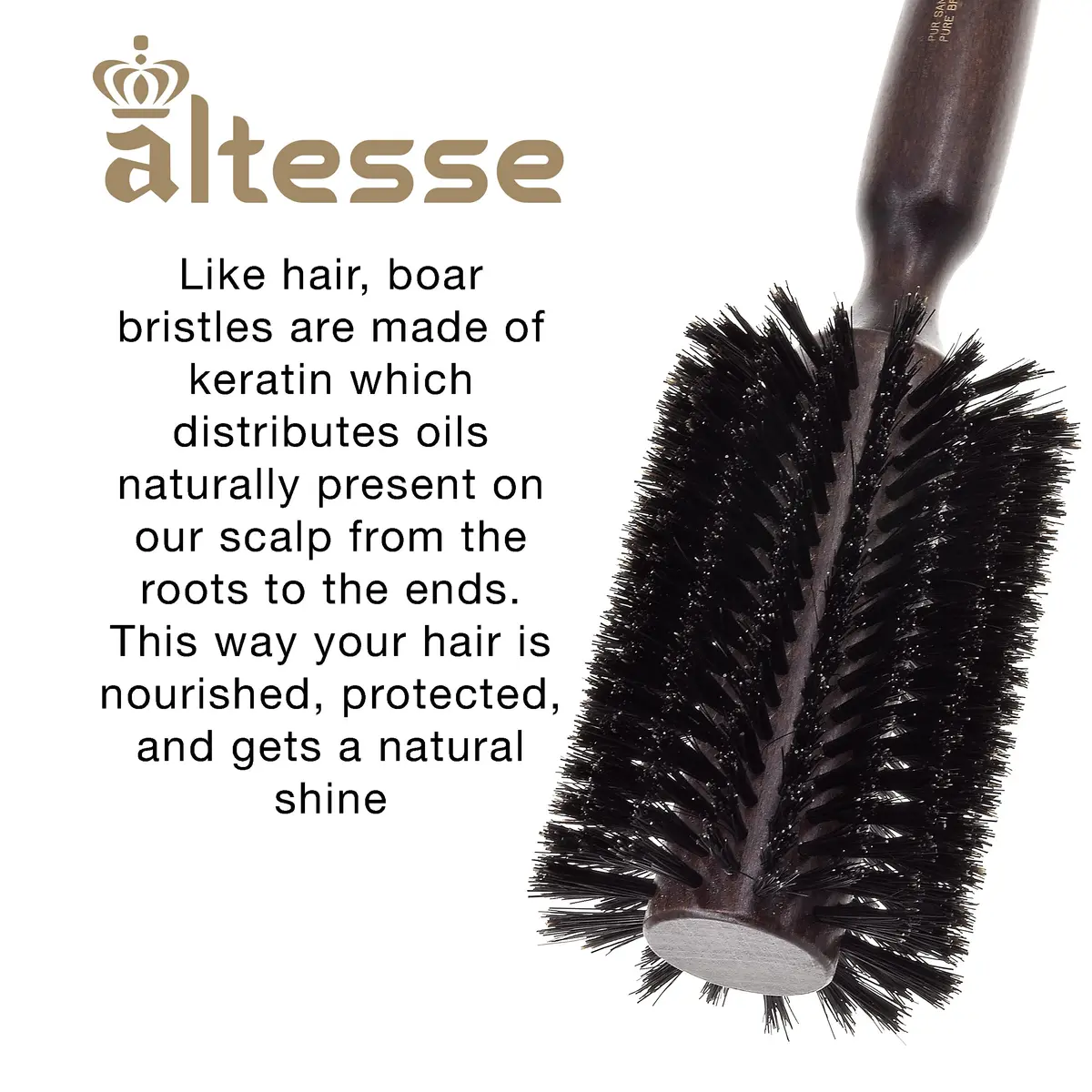 Altesse 2418P Boar Bristle Round Brush 70mm | Handmade French Styling Tool for Long Hair - view 3