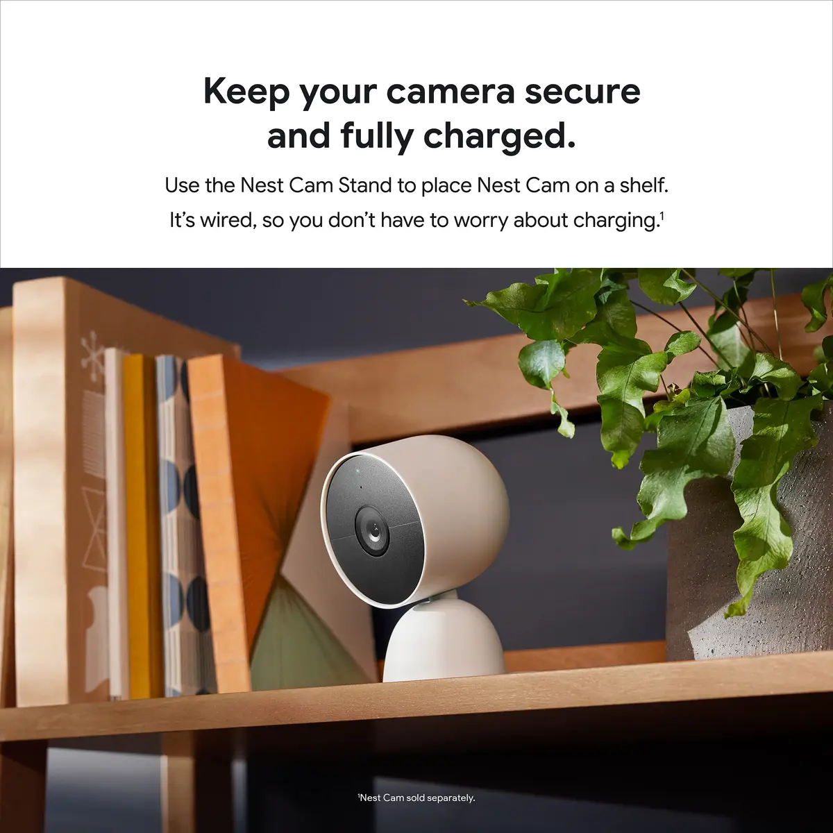 Google Nest Cam Stand - Wired Tabletop Mount for Nest Cam (Battery) - Snow | Secure, Easy Charging - view 4