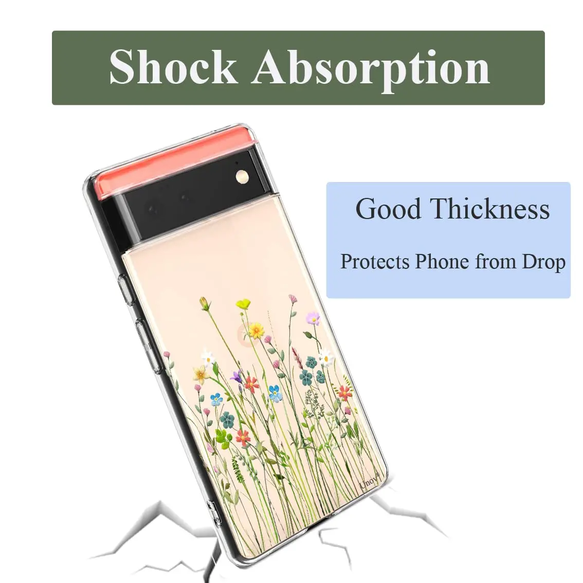 Unov Clear Flower Bouquet Case for Google Pixel 6 5G 6.4 inch | Slim Fit with Camera Protection - view 5