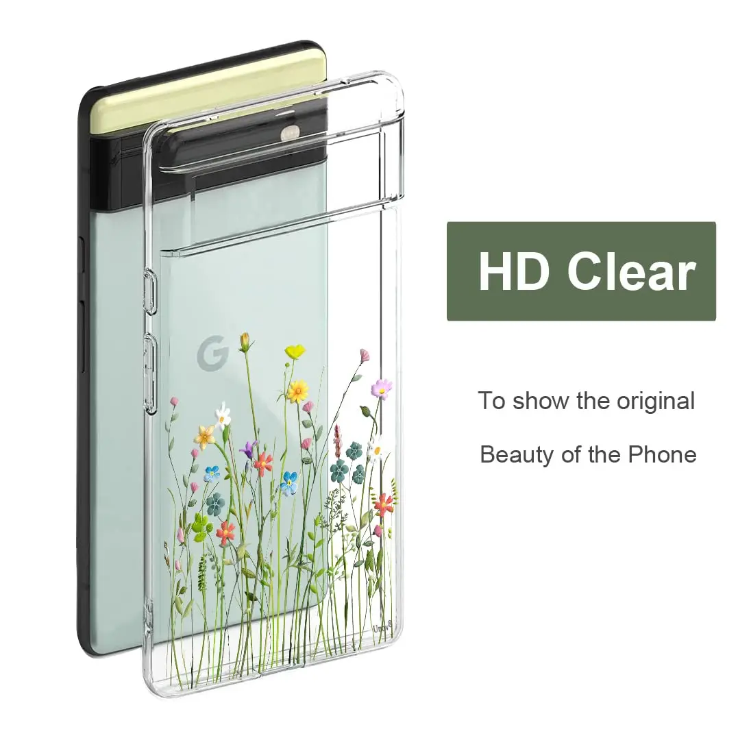 Unov Clear Flower Bouquet Case for Google Pixel 6 5G 6.4 inch | Slim Fit with Camera Protection - view 6