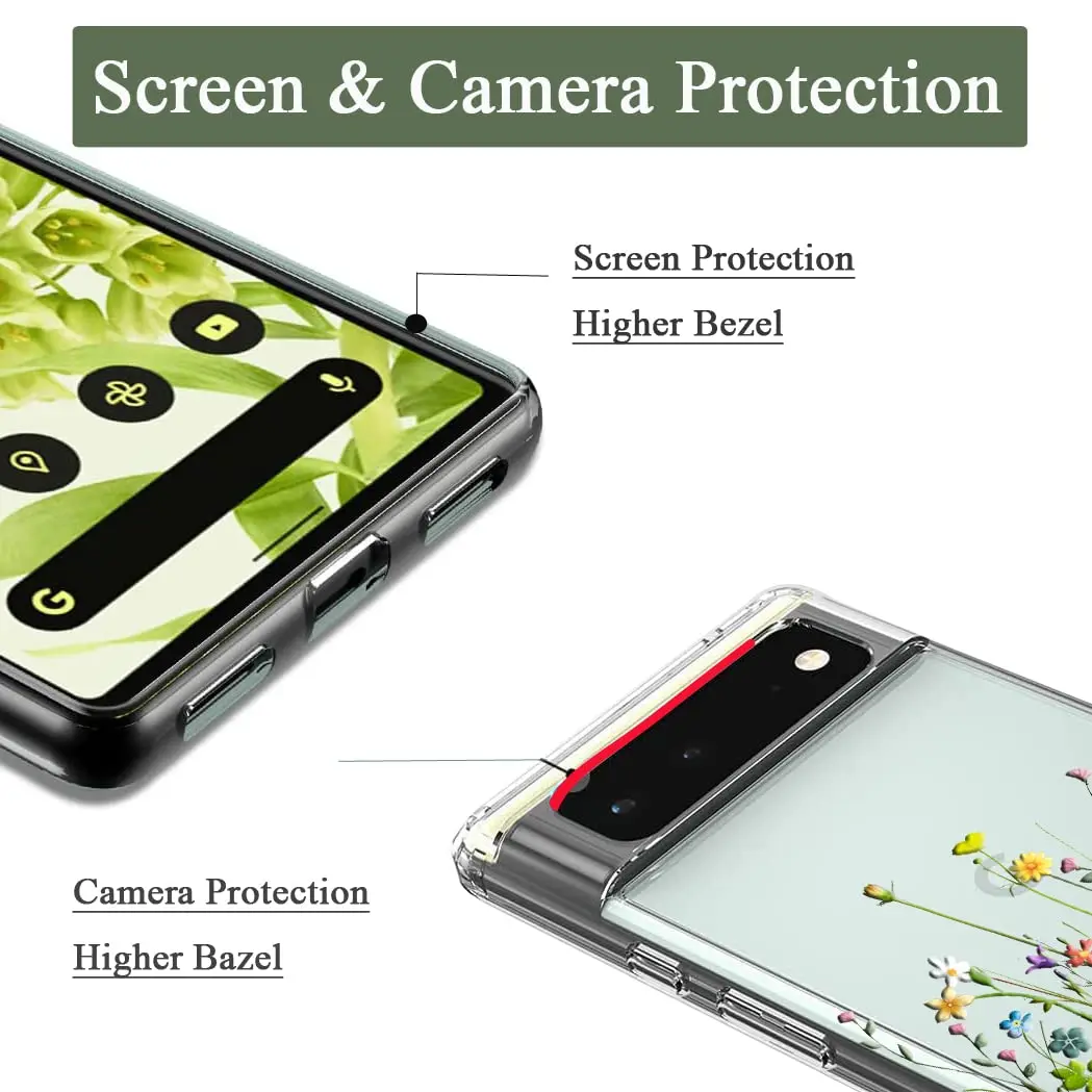 Unov Clear Flower Bouquet Case for Google Pixel 6 5G 6.4 inch | Slim Fit with Camera Protection - view 2