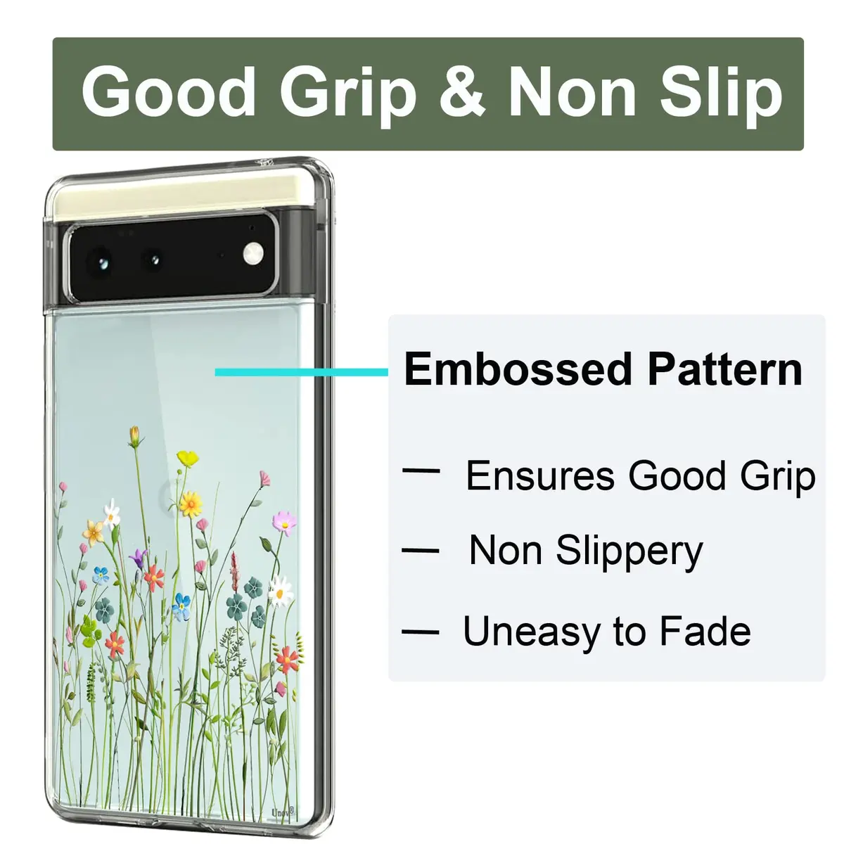 Unov Clear Flower Bouquet Case for Google Pixel 6 5G 6.4 inch | Slim Fit with Camera Protection - view 3