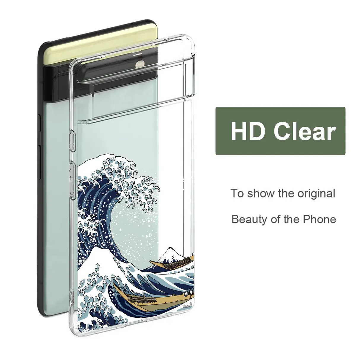 Unov Clear Pixel 6 Case with Great Wave Design | Slim TPU Protective Back Cover for Google Pixel 6 5G 6.4 inch - view 6