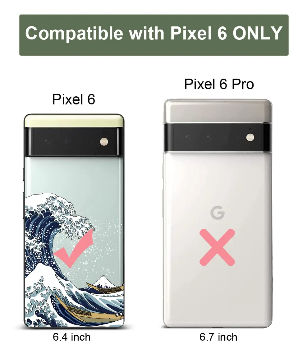 Unov Clear Pixel 6 Case with Great Wave Design | Slim TPU Protective Back Cover for Google Pixel 6 5G 6.4 inch - view 9