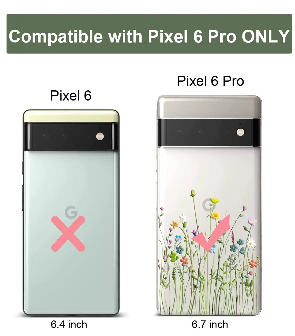 Unov Pixel 6 Pro Case Clear with Embossed Flower Bouquet Pattern | Slim Fit, Shockproof & Wireless Charging Compatible - view 9