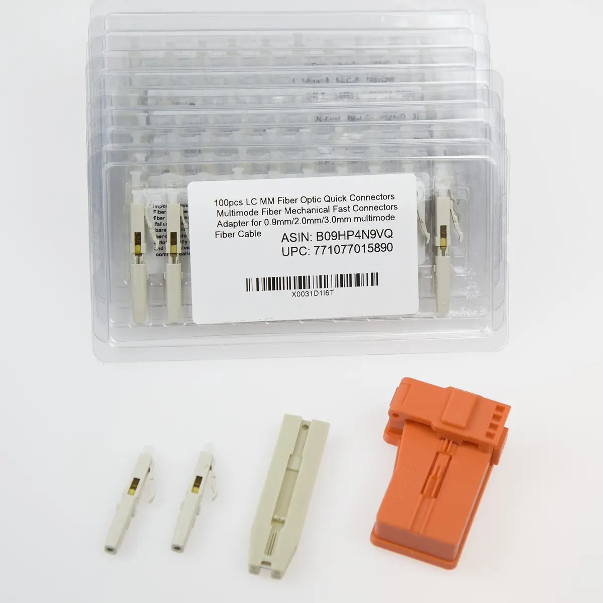 Leite LC Multimode Fiber Optic Quick Connectors 100pcs (50/125um) | Fast Mechanical Connectors for 0.9-3.0mm Cable - main product image