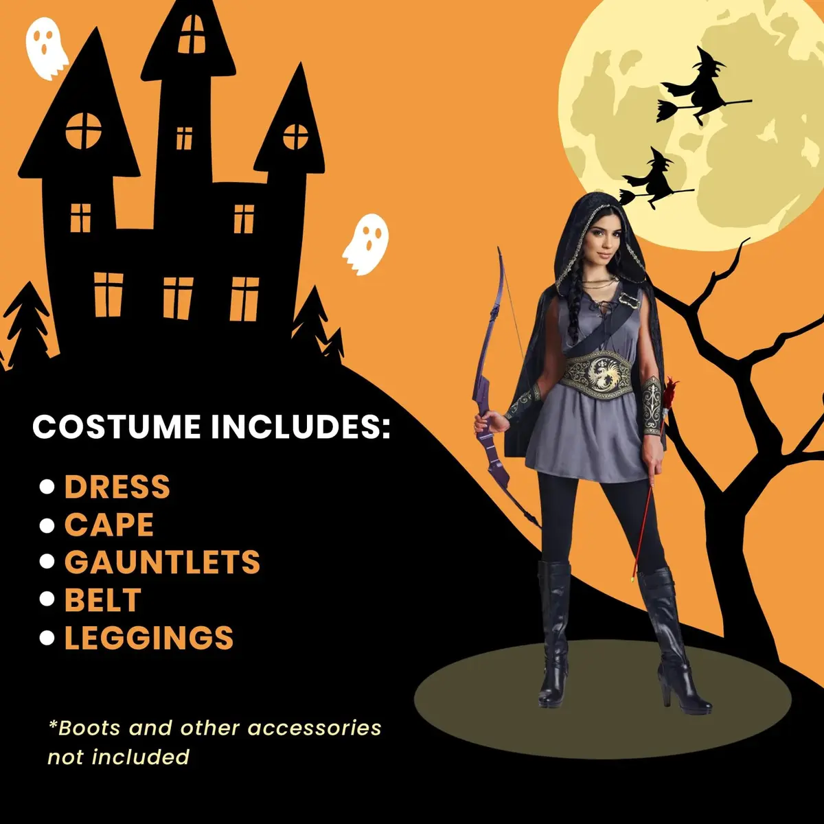 Studio Halloween Medieval Fantasy Huntress Women's Costume Medium 10-12 | Perfect for Cosplay & Parties - view 5