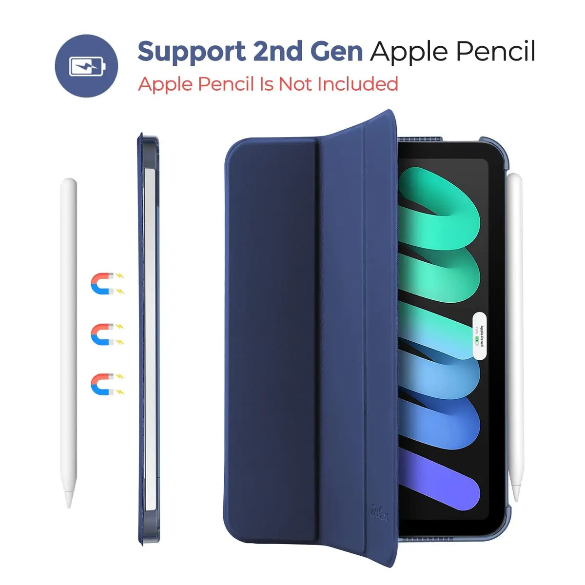 ProCase Smart Case for iPad mini 7 A17 Pro 2024/Mini 6 2021 8.3" - Navy | Slim, Protective & Supports Apple Pencil - view 5