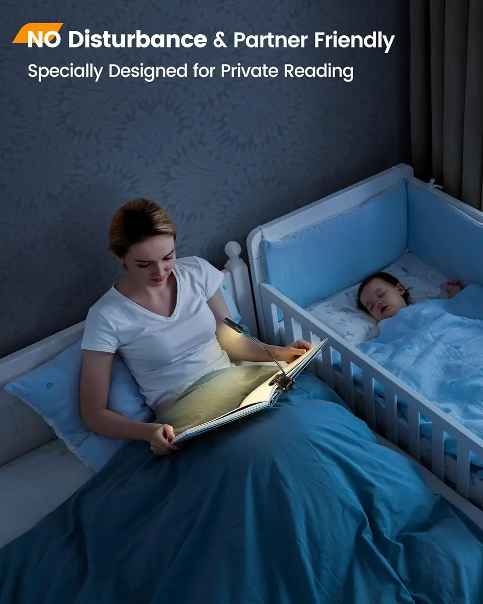Glocusent Willow Book Light for Reading in Bed, 10 LED Bright Reading Light, 45g (1.4oz) | 3 Color Temps & 3 Brightness Levels - view 5
