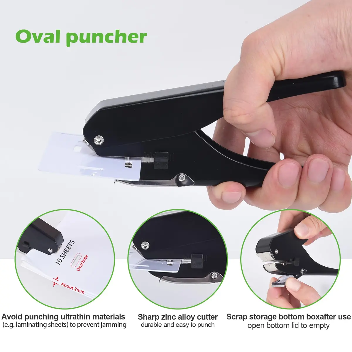 Zofly Heavy-Duty Slot Puncher for ID Cards & Badges 15x4mm Oval Hole | All Metal Construction - view 4