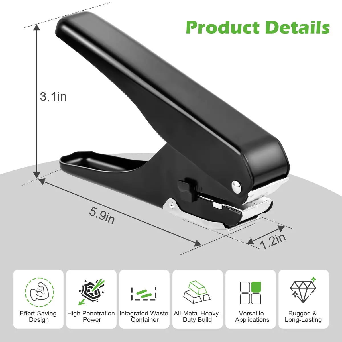 Zofly Heavy-Duty Slot Puncher for ID Cards & Badges 15x4mm Oval Hole | All Metal Construction - view 3