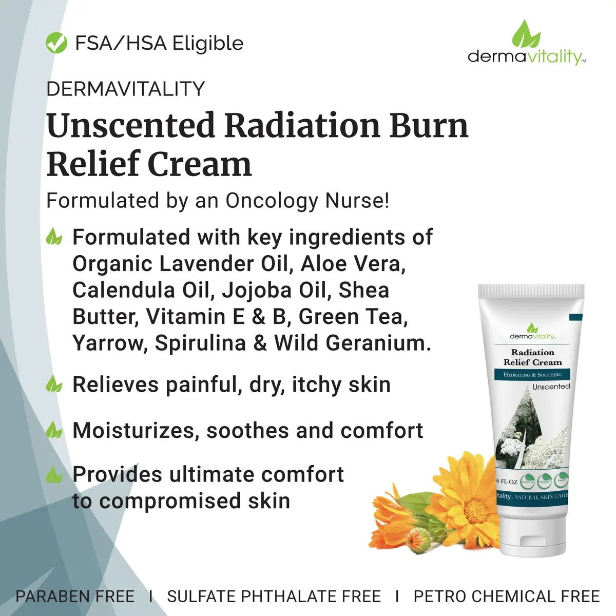 UltimateVitality Radiation Burn Relief Cream 177ml (6 oz) | Natural Calendula Formula for Radiation Patients - view 3