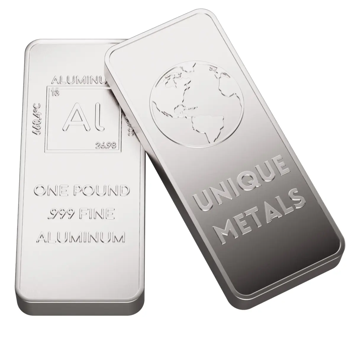 Unique Metals 1 Pound (454g) Aluminum Bar Bullion Paperweight | .999 Pure Element Design - view 2