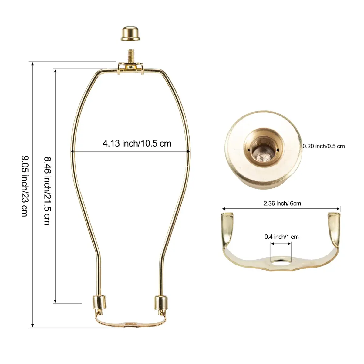 Saangseon Lamp Harp 9 Inch Polished Brass Kit (2 Sets) | Fits 3/8" Lamp Nipple - view 2