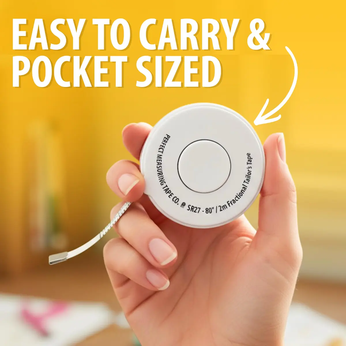 Perfect Measuring Tape - Premium Retractable Tailor’s Tape & Crafters Tape – 80" / 2m - Pocket Sized Fractional Inch & Metric Tape Measure for Fabric, Body, and Sewing Measurements - view 5