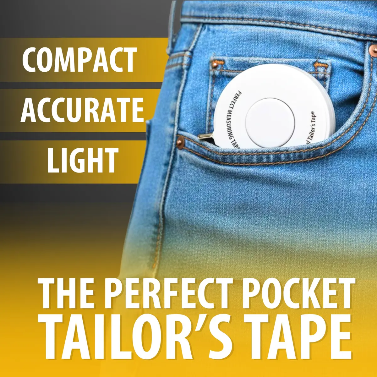 Perfect Measuring Tape - Premium Retractable Tailor’s Tape & Crafters Tape – 80" / 2m - Pocket Sized Fractional Inch & Metric Tape Measure for Fabric, Body, and Sewing Measurements - view 2