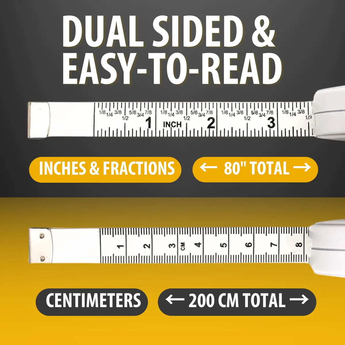 Perfect Measuring Tape - Premium Retractable Tailor’s Tape & Crafters Tape – 80" / 2m - Pocket Sized Fractional Inch & Metric Tape Measure for Fabric, Body, and Sewing Measurements - view 3