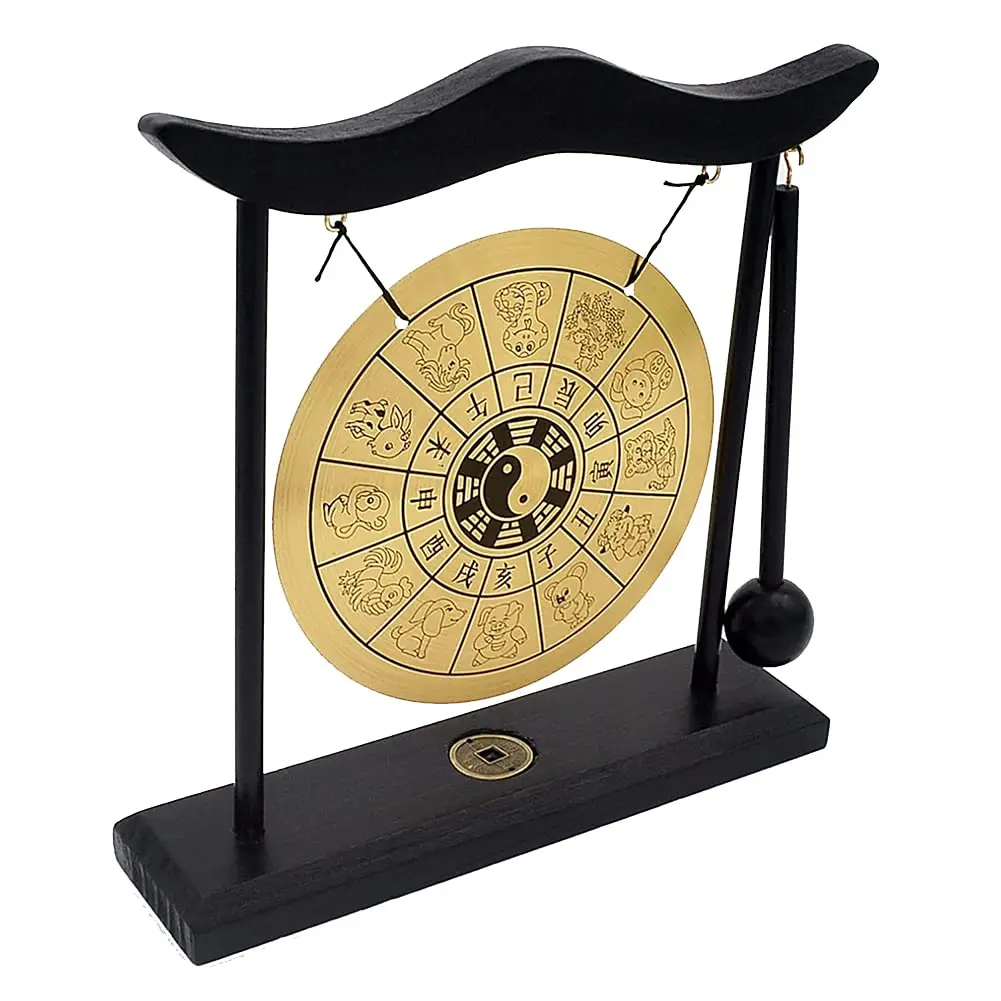 Hooshing Brass Gong Desktop Zen Art Feng Shui Decor, Gossipy Zodiac Signs | Soothing Sound & Positive Energy (70-120 chars) - view 5