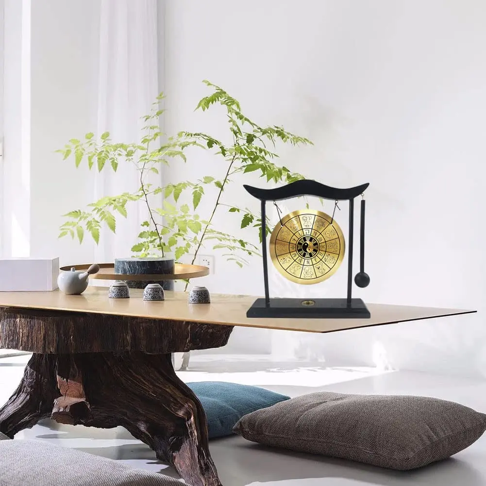 Hooshing Brass Gong Desktop Zen Art Feng Shui Decor, Gossipy Zodiac Signs | Soothing Sound & Positive Energy (70-120 chars) - view 4