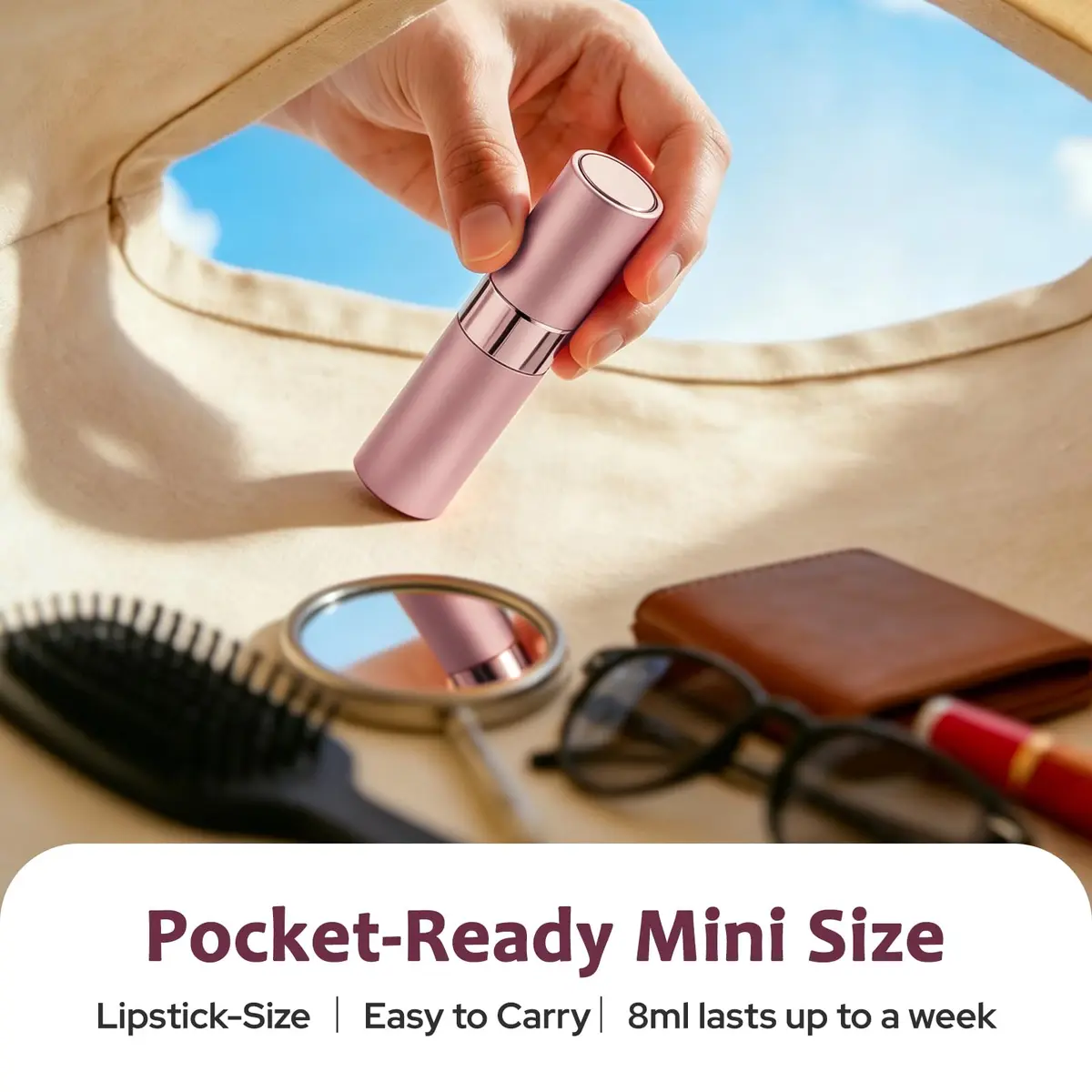 LISAPACK Refillable Perfume Bottle 8ml (0.27 Fl Oz) 3-Pack Pink | TSA Approved Travel Spray Atomizer - view 6