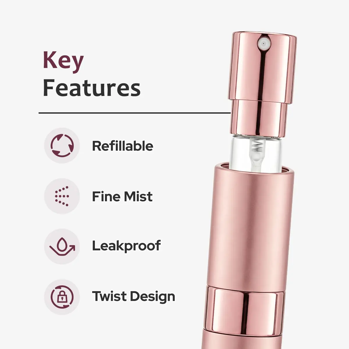 LISAPACK Refillable Perfume Bottle 8ml (0.27 Fl Oz) 3-Pack Pink | TSA Approved Travel Spray Atomizer - view 3