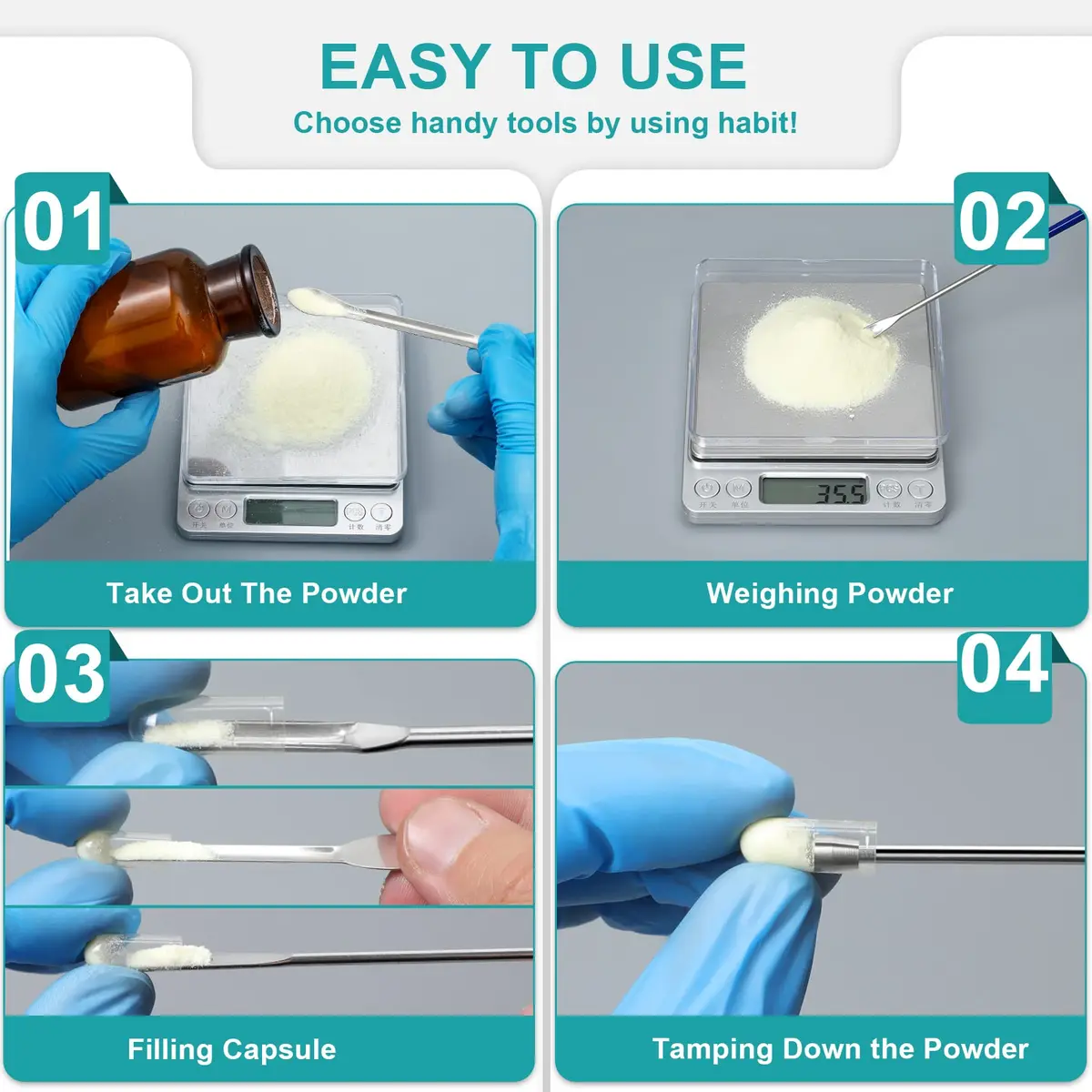 LANDNEOO Gel Lab Supply Kit 8 Piece | Micro Tiny Spoon, Filling Tray & Tamper Tool for Lab & Home Use - view 6