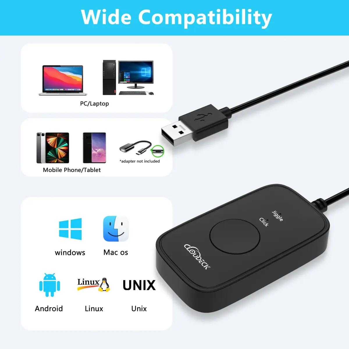 Cloudeck Mouse Jiggler M1-Black | Prevents PC Sleep & Auto Clicks - view 5