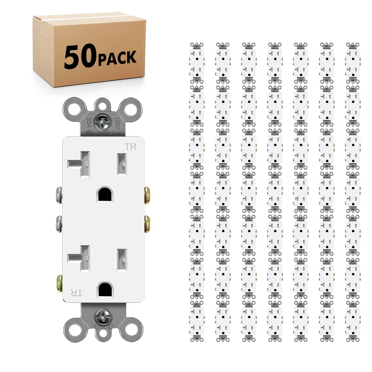 micmi Decorator Receptacle Outlet 20A | Tamper-Resistant UL Listed White - main product image