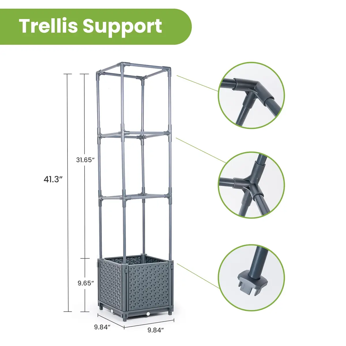 GREEN MOUNT Raised Garden Bed Planter with Trellis 41.3"H | Supports Heavy Climbing Plants - view 3