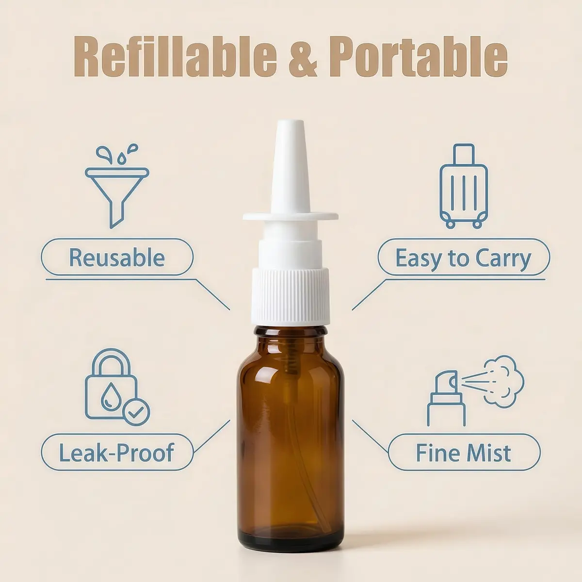 UPSTORE 30ml (1oz) Amber Glass Spray Bottles with Fine Mist Sprayers, 6-Pack | Leak-Proof & Reusable Containers - view 5