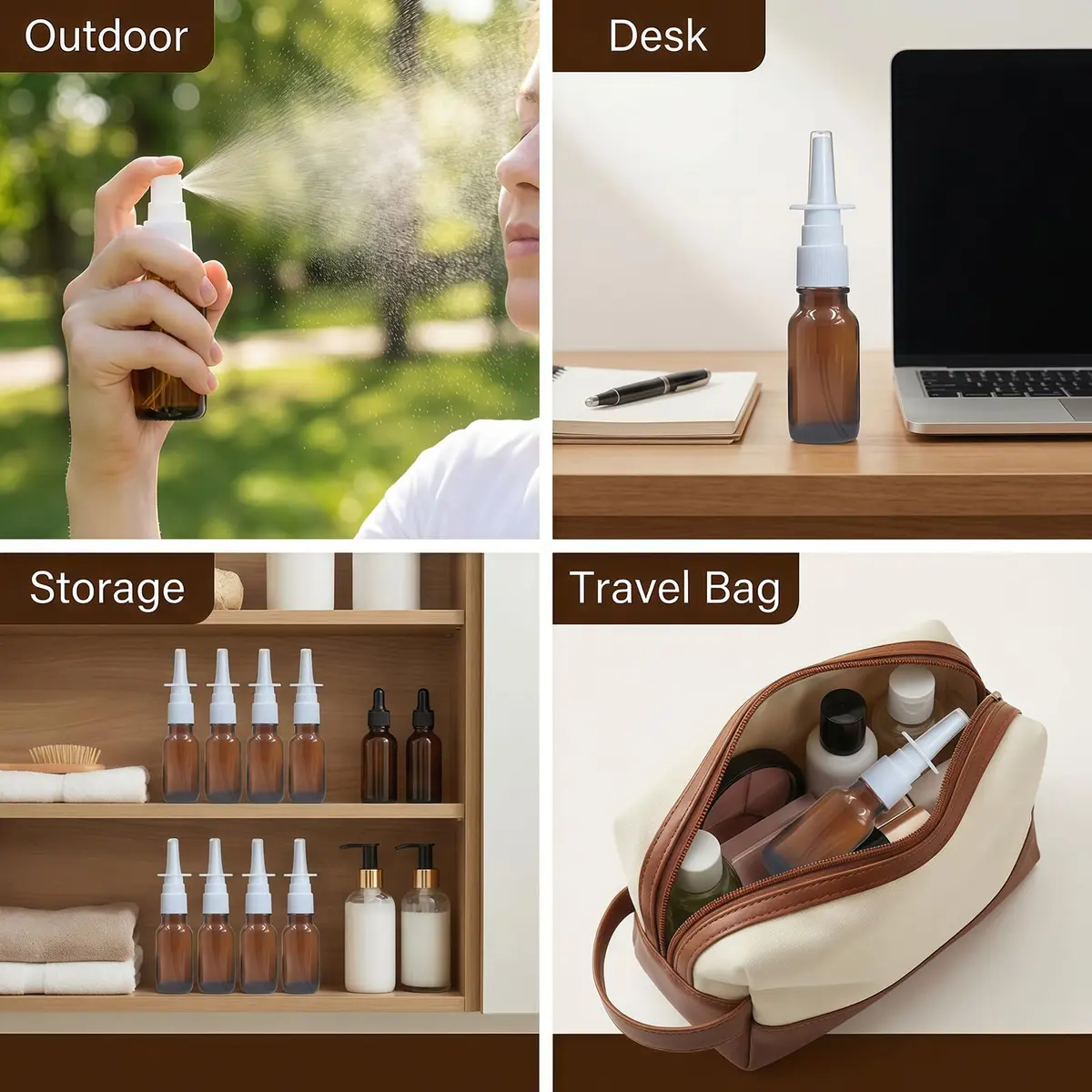 UPSTORE 30ml (1oz) Amber Glass Spray Bottles with Fine Mist Sprayers, 6-Pack | Leak-Proof & Reusable Containers - view 7