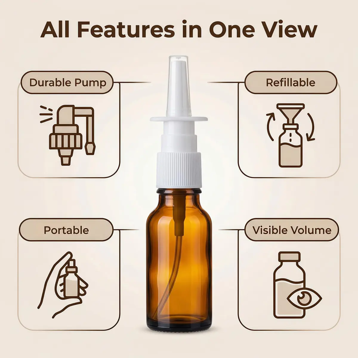 UPSTORE 30ml (1oz) Amber Glass Spray Bottles with Fine Mist Sprayers, 6-Pack | Leak-Proof & Reusable Containers - view 4