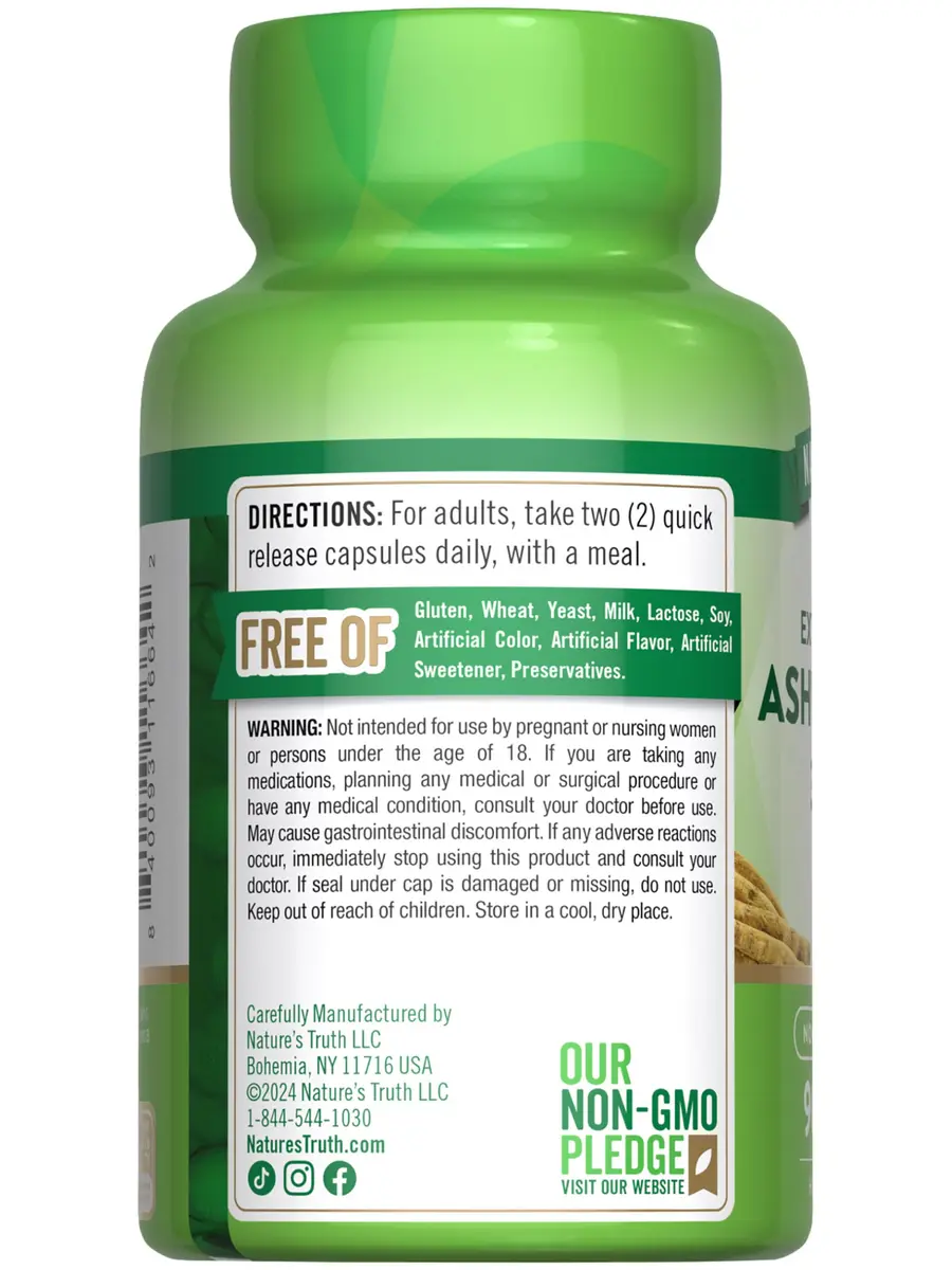 Nature's Truth Ashwagandha Capsules 90 Count | Extra Strength with Black Pepper for Adults - view 7