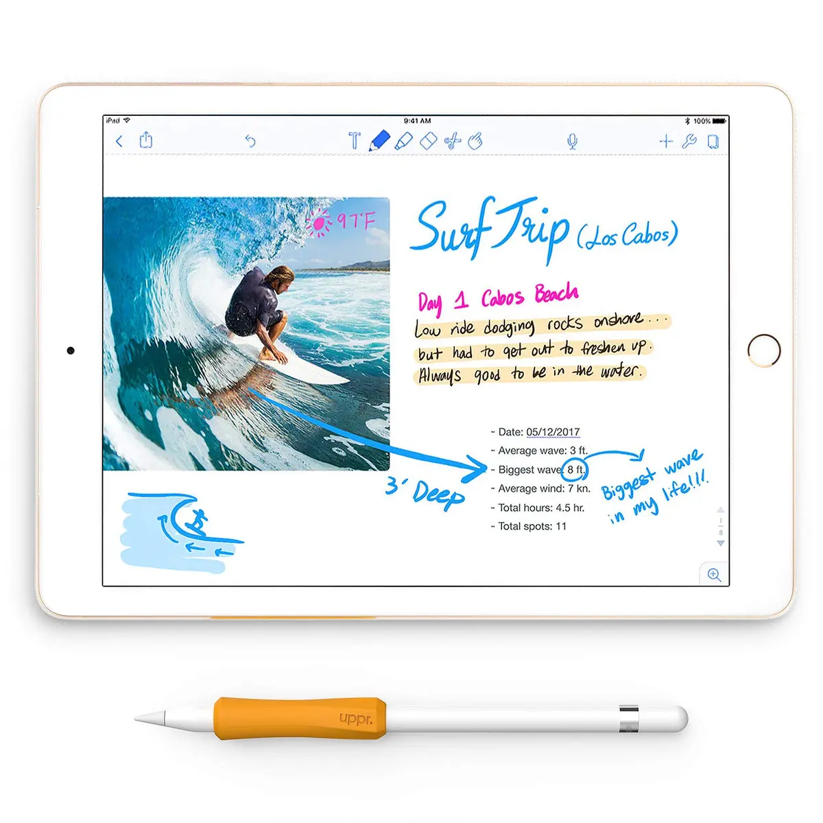 UPPERCASE NimbleGrip Silicone Ergonomic Grip Holder for Apple Pencil (Gray, 1 Pack) | Comfortable, Supportive, Compatible with All Apple Pencil Models - view 6