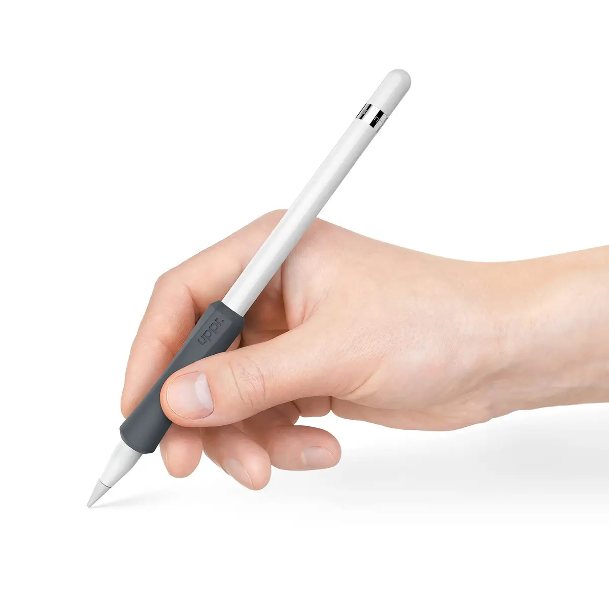 UPPERCASE NimbleGrip Silicone Ergonomic Grip Holder for Apple Pencil (Gray, 1 Pack) | Comfortable, Supportive, Compatible with All Apple Pencil Models - view 2