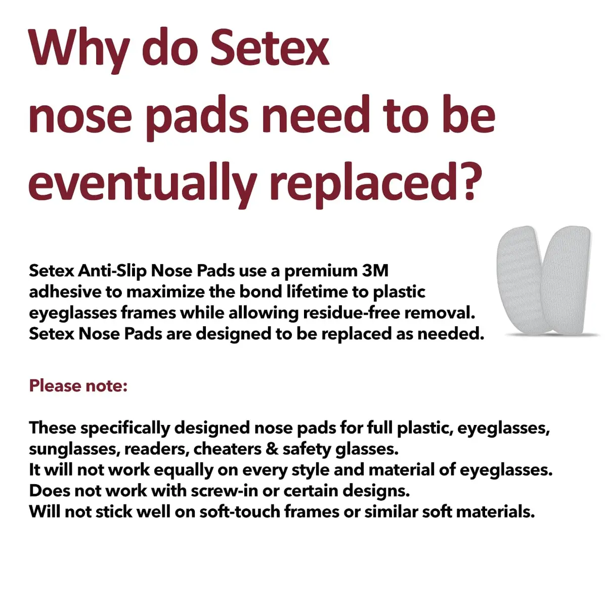Setex Gecko Grip Thick 1.8mm Anti Slip Nose Pads for Glasses, 5 Pairs (10 Pads), Clear | Gecko-Inspired Microfiber Technology - view 8