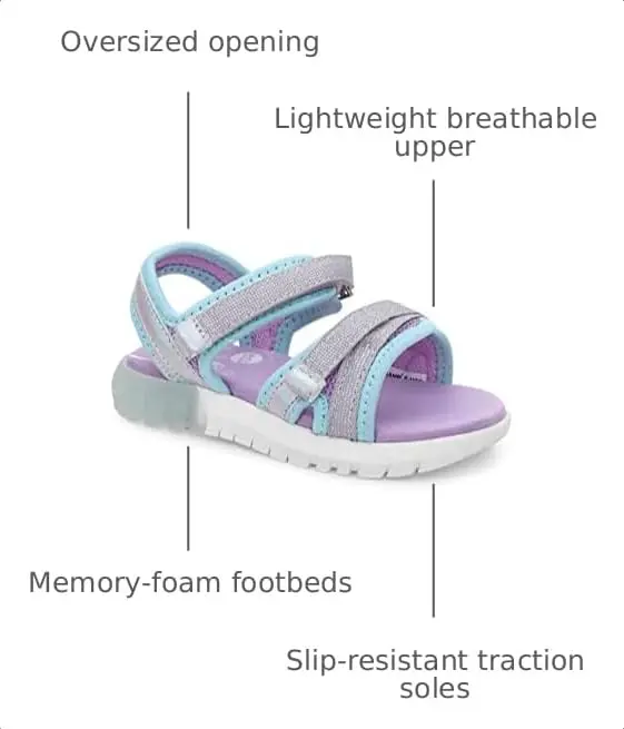 Stride Rite 360 Girls Sevita Light Up Sandal, Iridescent, 7 Toddler | Breathable, Washable & Slip-Resistant - view 3
