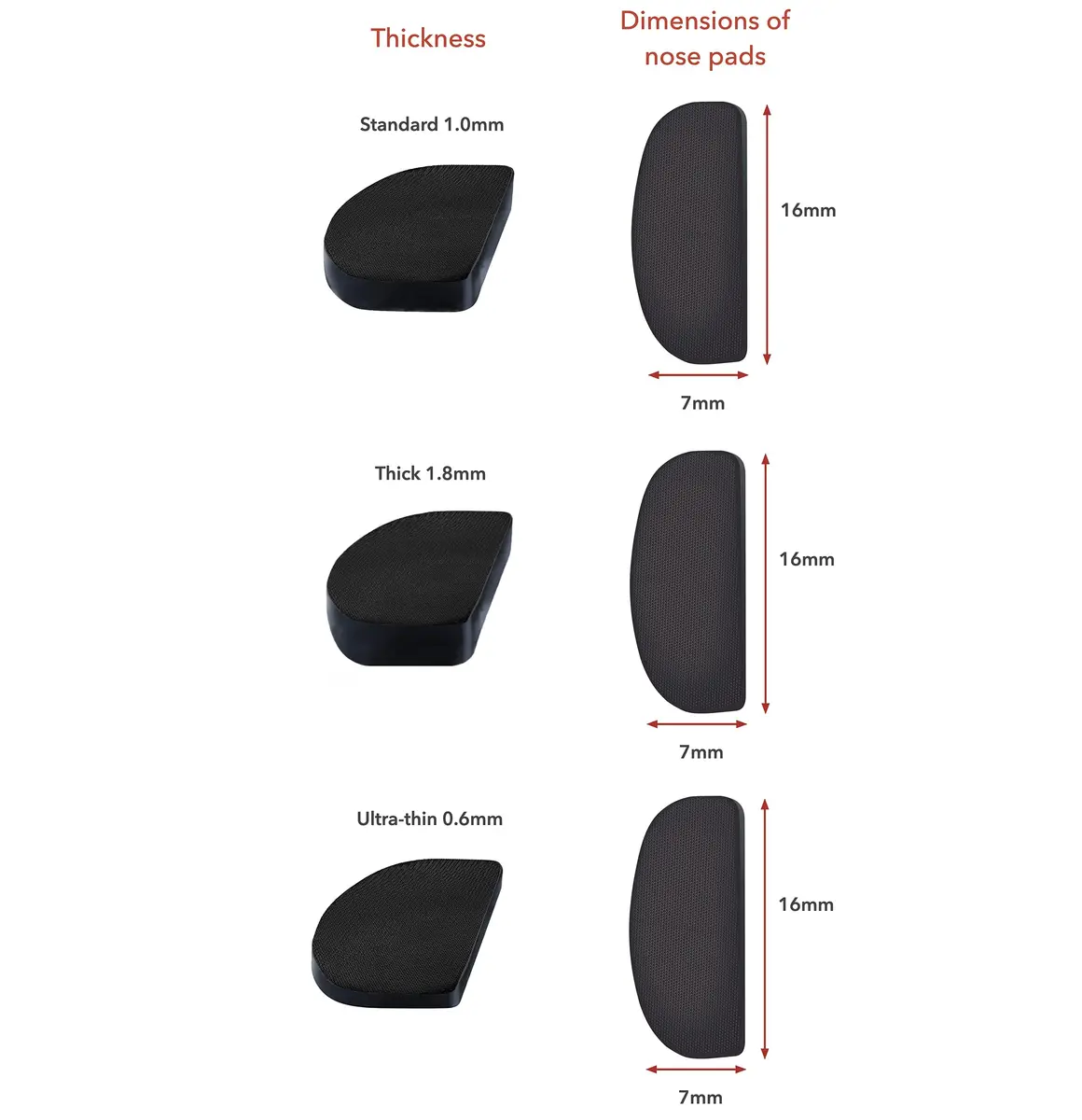 Setex Gecko Grip Thick 1.8mm Anti Slip Nose Pads for Glasses, 5 Pair Black | Secure Grip for Sweaty & Oily Skin - view 4