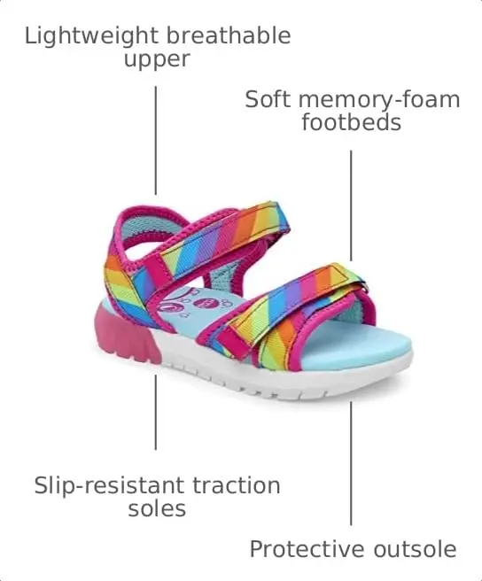Stride Rite 360 Girls Sevita Light Up Sandal, Rainbow, 9 Toddler | Breathable, Washable Summer Shoe - view 3