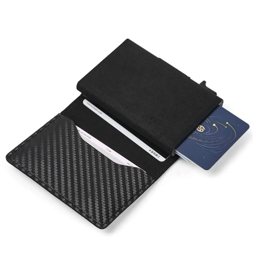 Fermido Wallet with Air Tag Holder RFID Credit Card Money Holder Slim Leather Accessory for Men (Black Carbon Fiber) - view 7