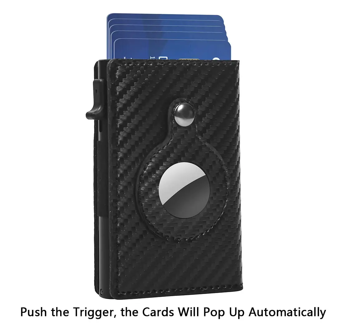Fermido Wallet with Air Tag Holder RFID Credit Card Money Holder Slim Leather Accessory for Men (Black Carbon Fiber) - view 2