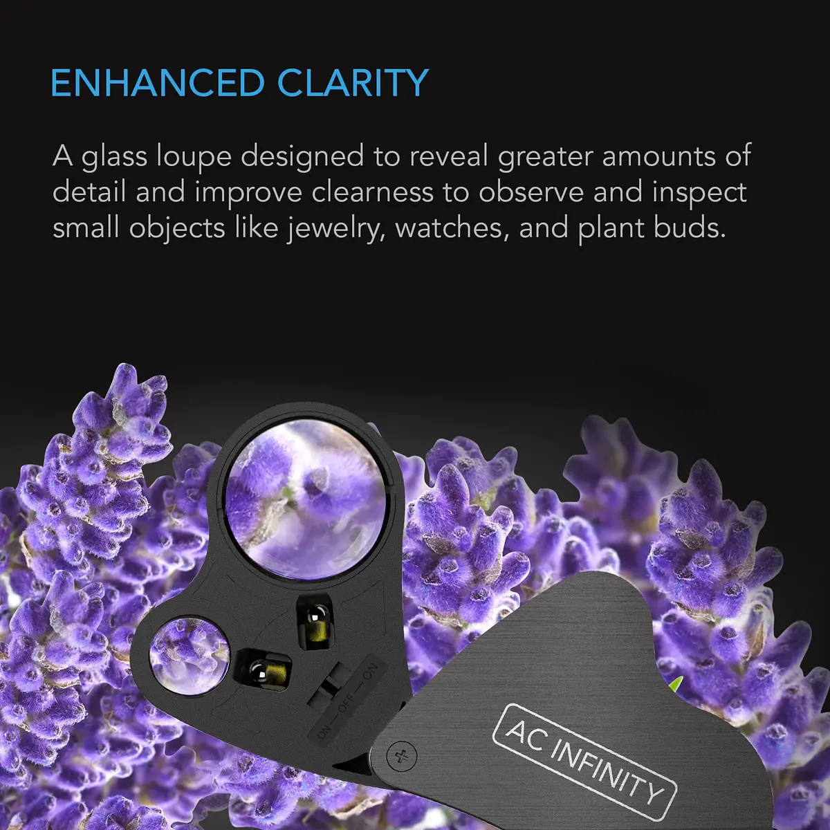 AC Infinity Illuminated Jewelers Loupe, Pocket Magnifying Glass 30x 60x | Dual Lens with LED Light - view 2