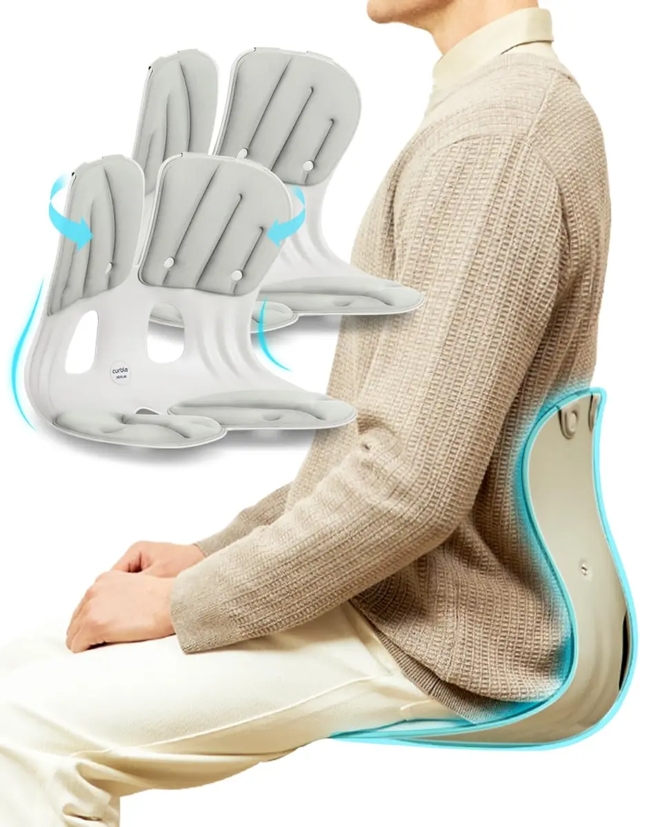 curble Grand 2 Pack– Extra Wide Ergonomic Seat Support | Passive Posture Trainer for Office, Home & Car (Grey) - main product image