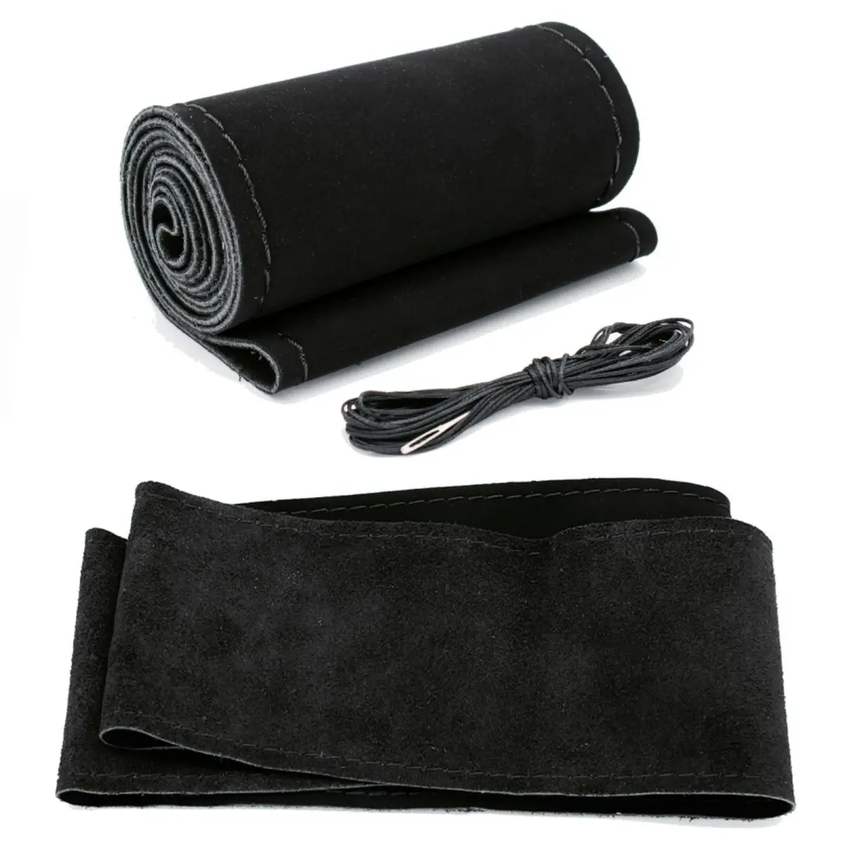 AUTOXBERT Suede Leather Steering Wheel Cover 38cm (15 inch) | DIY Hand-Sewn Grip for Enhanced Control - main product image