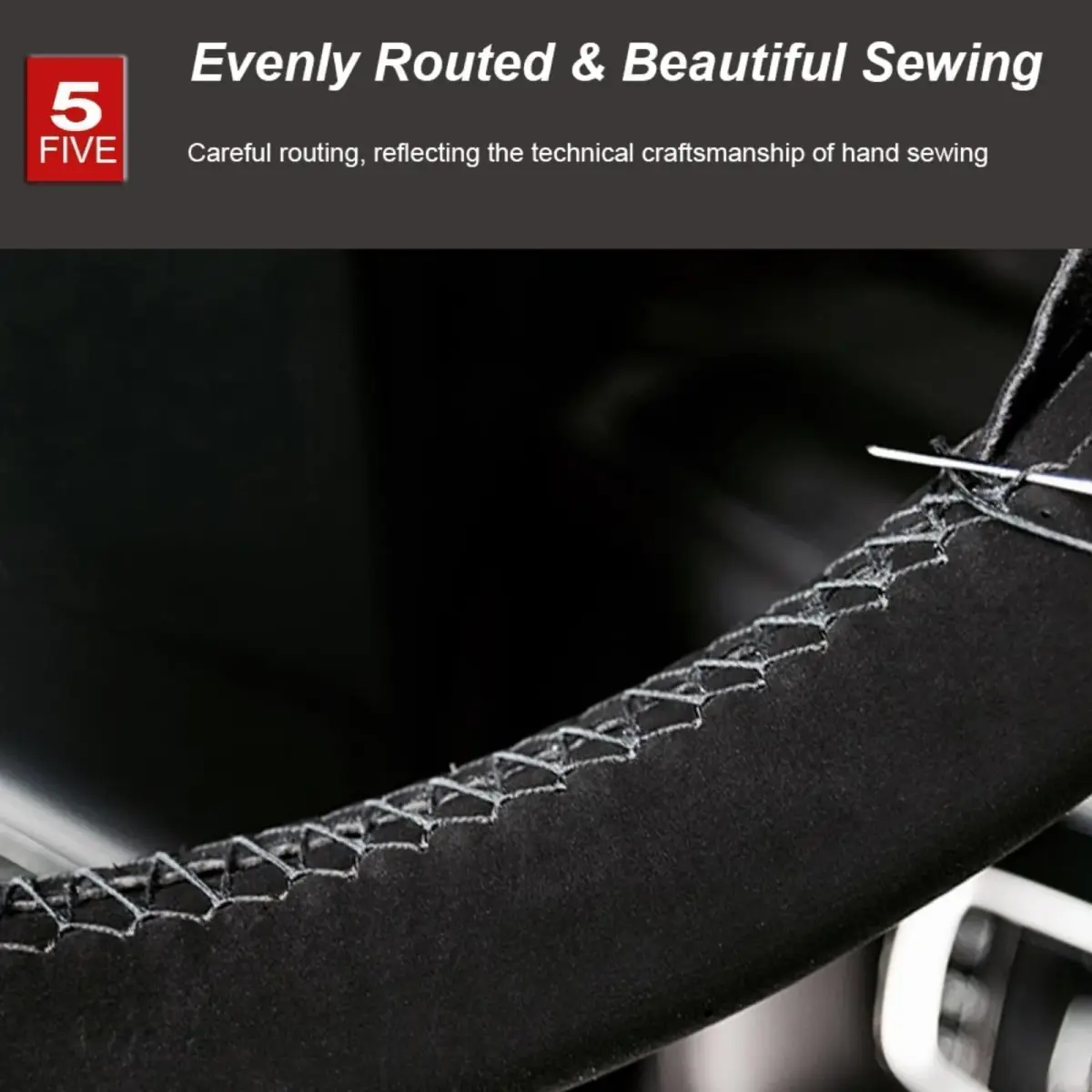 AUTOXBERT Suede Leather Steering Wheel Cover 38cm (15 inch) | DIY Hand-Sewn Grip for Enhanced Control - view 5