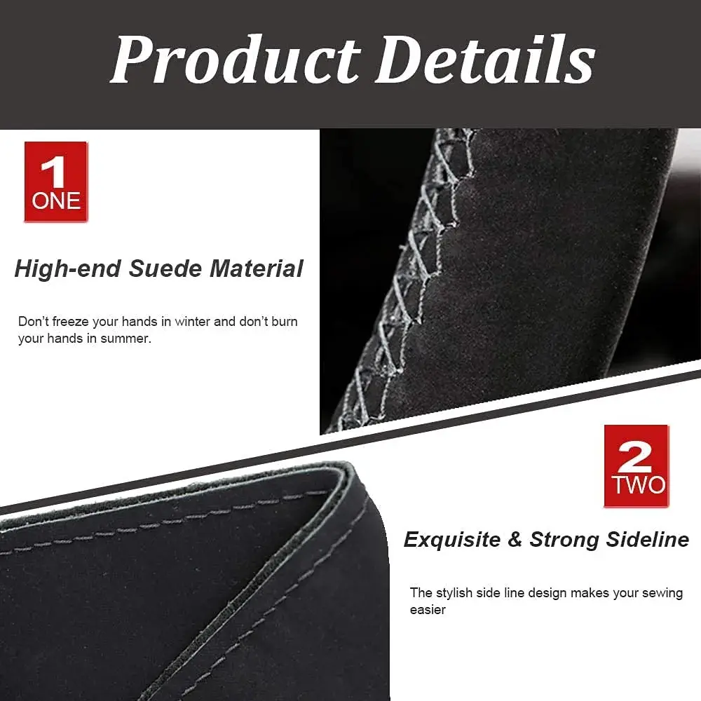 AUTOXBERT Suede Leather Steering Wheel Cover 38cm (15 inch) | DIY Hand-Sewn Grip for Enhanced Control - view 3