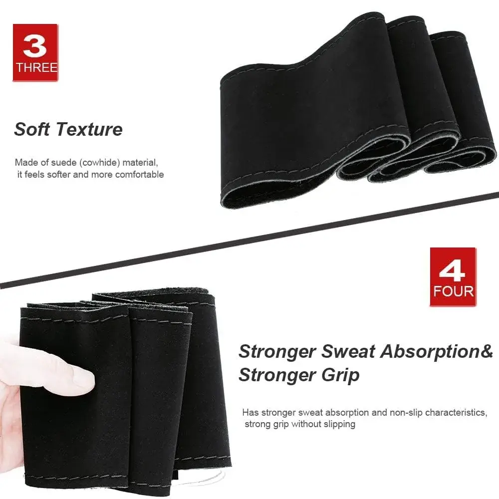 AUTOXBERT Suede Leather Steering Wheel Cover 38cm (15 inch) | DIY Hand-Sewn Grip for Enhanced Control - view 4