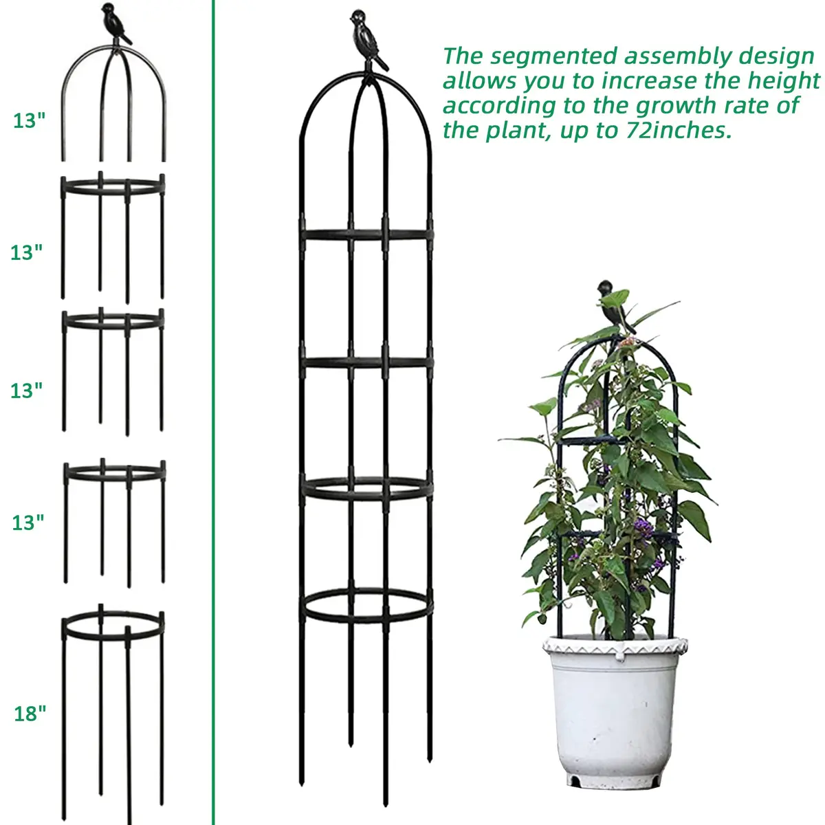 CJGQ Garden Trellis for Climbing Plants 6ft | Rustproof Metal Support Structure - view 5